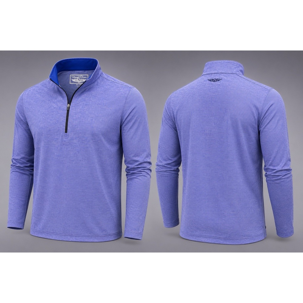 Straight Down 1/4 ZIP Performance Mens XXL BLUE MICROSTRIPE Golf JACKET